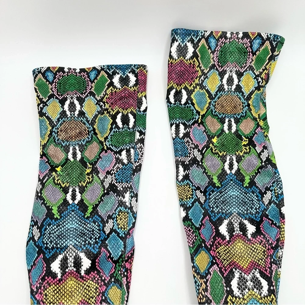 Steve Madden Vava Snakeskin OTK Over the Knee Tall Heeled Boots Multicolor